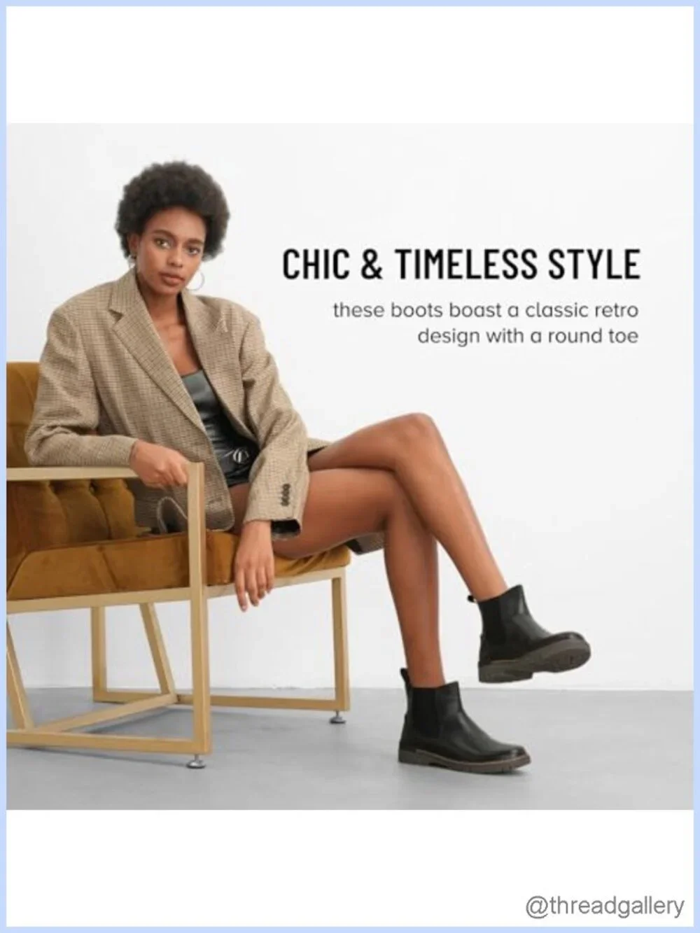 Women's Chelsea Boots Slip on Platform Chunky Heel Round Toe Ankle Boot with